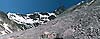 Вид на Штульскую перемычку - участок от вершины Бор-хох и 3716 до пика Солдат (Суган Южный) - с нижней части правобережной морены ледника Доппах