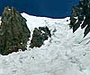 Перевал Фестивальный. Перевальный взлет с ледника Северный Цей. Вид от окончания лавинного выноса