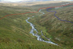 Вид на долину р.Ештыкол с места переправы через правый приток р.Ештыкол