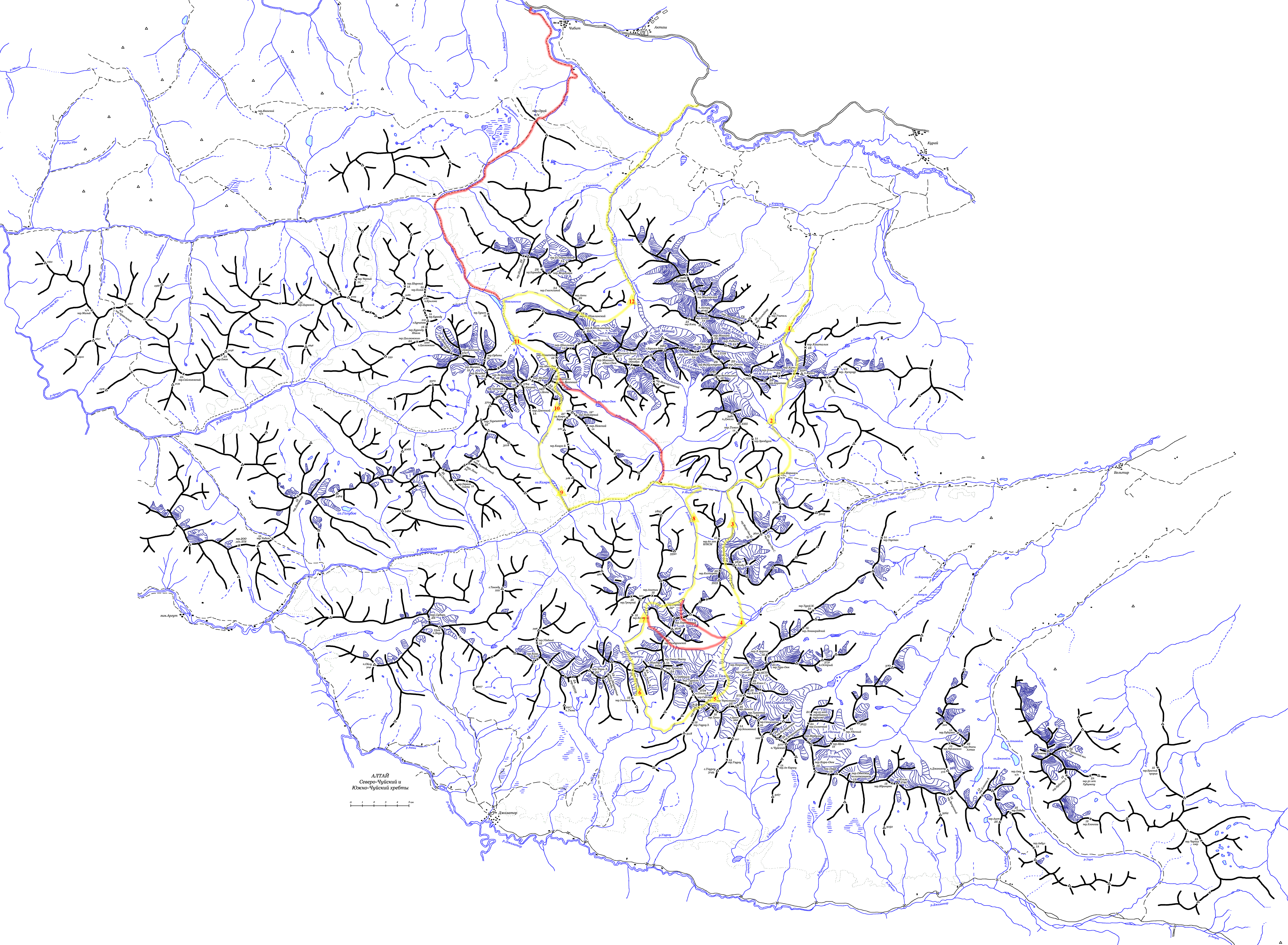 Карта горного массива. Северо Чуйский хребет Алтай на карте. Хребтовка Южно-Чуйского хребта. Хребтовка Северо-Чуйского хребта. Южно Чуйский и Северо Чуйский хребет.