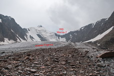 Вид на перевал Матча-2 от окончания ледника
